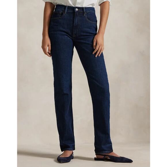 Lauren Ralph Lauren Medium Wash Blue Denim Tapered Mom Jeans Women's Size 16 - Picture 1 of 11